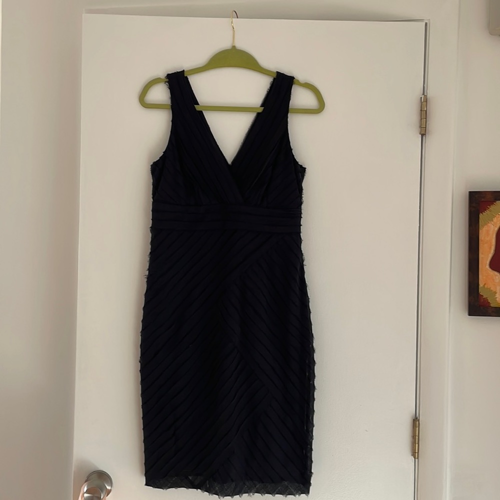 Navy party dress can be worn dressy or casually to work
